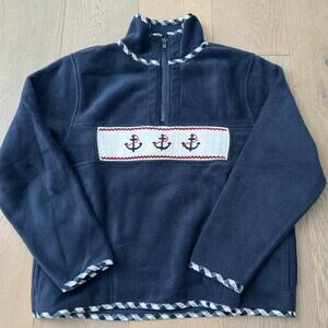 Emily Lacey Smocked Nautical Fleece Sweatshirt Sz 8-10